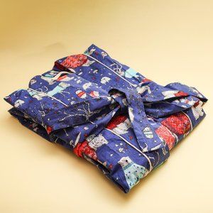 Christmas Print Robes Cotton Kimono Bath Robe Cotton Poplin Fabric Dressing Gown